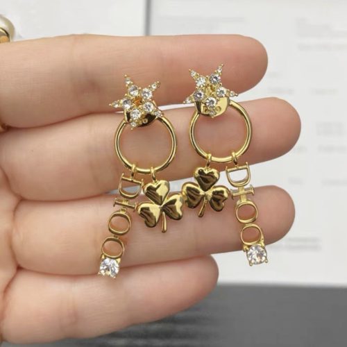 Replica Designer Dior Fashion Rhinestone Star Metal Alphabet Tassel Earring