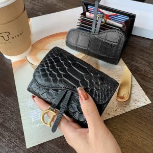 Replica Designer Dior Fashion Solid Color Crocodile Pattern Coin Purse
