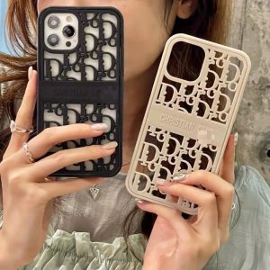 Replica Designer Dior Fashion Solid Color Hollow Phone Case