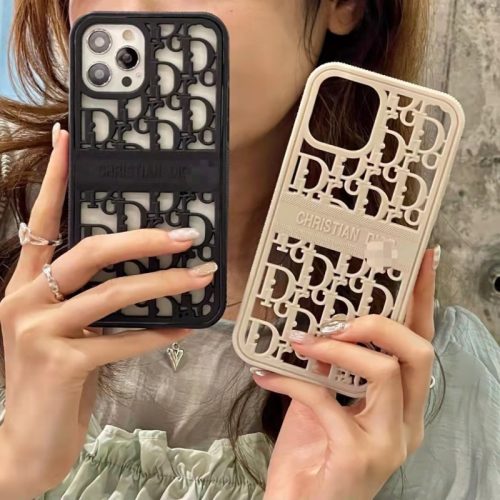 Replica Designer Dior Fashion Solid Color Hollow Phone Case
