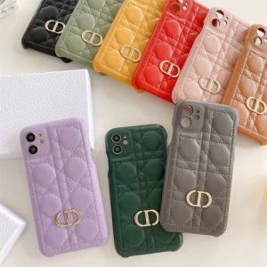 Replica Designer Dior Fashion Solid Color Rhombus Phone Case