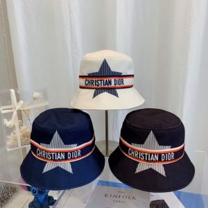 Replica Designer Dior Fashion Star Webbing Canvas Bucket Hat