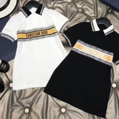 Replica Designer Dior Kids Casual Letter Print Lapel Dress