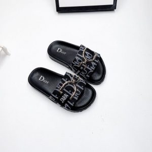 Replica Designer Dior Kids Casual Metal Buckle Letter Print Slippers