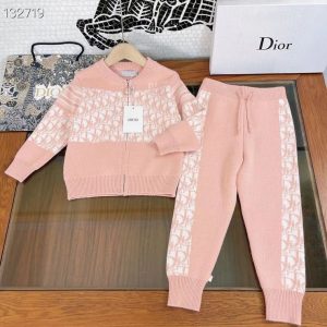 Replica Designer Dior Kids Fashion Alphabet Jacquard Knitted Two-Piece Set