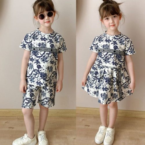 Replica Designer Dior Kids Fashion Floral Print Two Piece Set