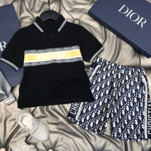 Replica Designer Dior Kids Fashion Short Sleeve Polo Shirt + Shorts Two Piece Set