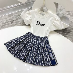 Replica Designer Dior Kids Fashion Short Sleeve T-Shirt Two Piece Set