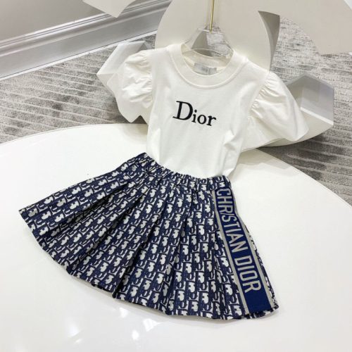 Replica Designer Dior Kids Fashion Short Sleeve T-Shirt Two Piece Set