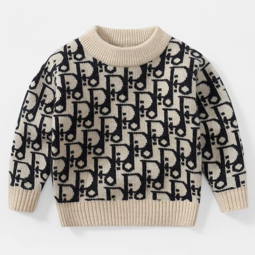 Replica Designer Dior Kids Monogram Jacquard Double Layer Knitted Top