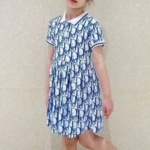 Replica Designer Dior Kids Simple Letter Print Lapel Dress