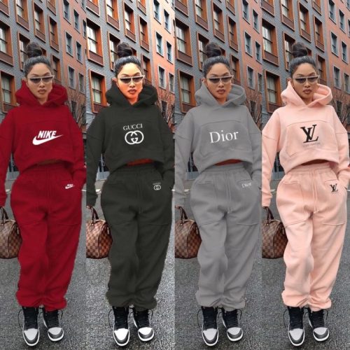 Replica Designer Dior Letter Print Fleece Sweater Casual Sports Sets