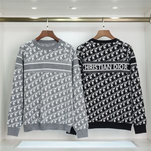Replica Designer Dior Men'S Casual Crew Neck Jacquard Knit Sweater