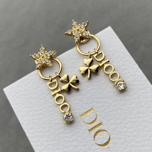 Replica Designer Dior Metal Letter Clover Stud Earrings