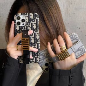 Replica Designer Dior PU Wrist Strap Shatterproof Phone Case