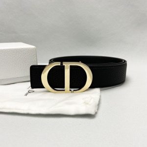Replica Designer Dior Pebbled Metal Buckle Belt