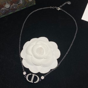 Replica Designer Dior Simple Black Letter Rhinestone Necklace