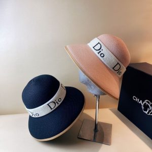 Replica Designer Dior Simple Embroidered Web Straw Hat