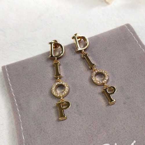 Replica Designer Dior Simple Gold Letter Long Earrings