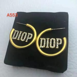 Replica Designer Dior Simple Gold Rhinestone Letter Earrings