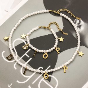 Replica Designer Dior Simple Imitation Pearl Bracelets And Necklaces