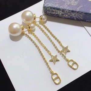 Replica Designer Dior Simple Imitation Pearl Tassel Earrings