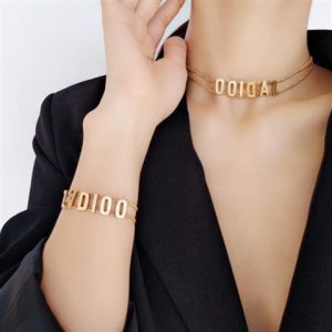 Replica Designer Dior Simple Letter Double Chain Bracelet And Necklace