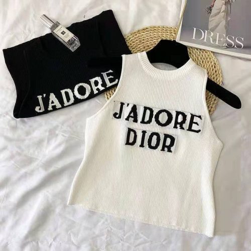 Replica Designer Dior Simple Letter Embroidery Knitted Vest