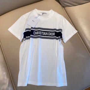 Replica Designer Dior Simple Letter Print Crew Neck T-Shirt