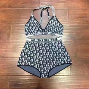 Replica Designer Dior Simple Letter Print Swimsuit Set