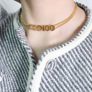 Replica Designer Dior Simple Metal Alphabet Double Chain Necklace