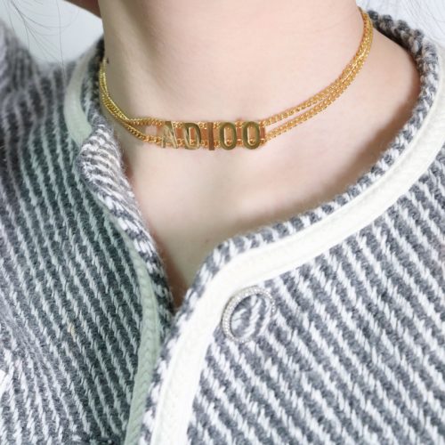 Replica Designer Dior Simple Metal Alphabet Double Chain Necklace