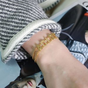 Replica Designer Dior Simple Metal Alphabet Double Layer Bracelet