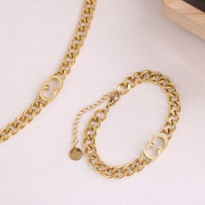 Replica Designer Dior Simple Metal Alphabet Thick Chain Necklace And Bracelet