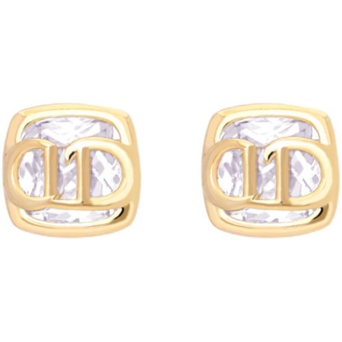 Replica Designer Dior Simple Metal Letter Rhinestone Stud Earrings