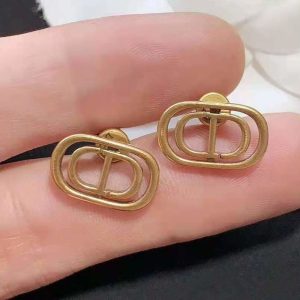Replica Designer Dior Simple Metal Letter Stud Earrings