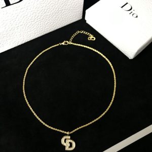 Replica Designer Dior Simple Rhinestone Alphabet Necklace