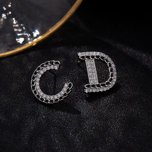 Replica Designer Dior Simple Rhinestone Letter Stud Earrings