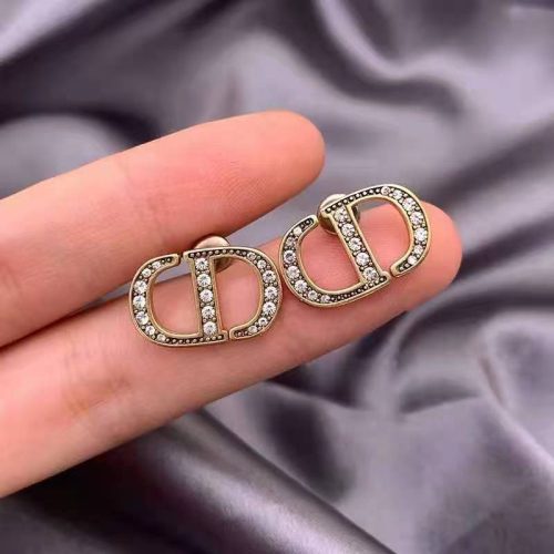 Replica Designer Dior Simple Rhinestone Letter Stud Earrings