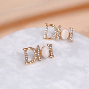 Replica Designer Dior Simple Rhinestone Letter Stud Earrings
