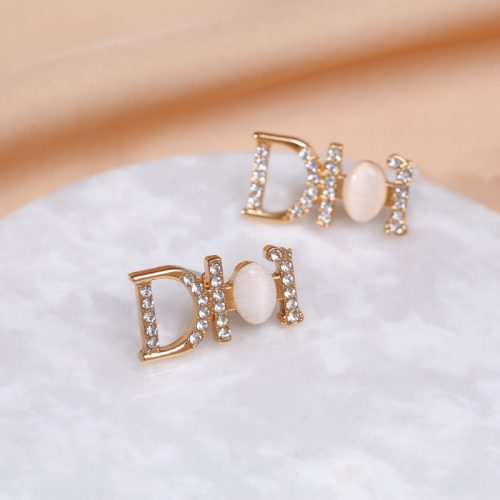 Replica Designer Dior Simple Rhinestone Letter Stud Earrings