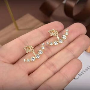 Replica Designer Dior Simple Rhinestone Letter Stud Earrings