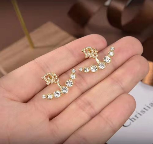 Replica Designer Dior Simple Rhinestone Letter Stud Earrings