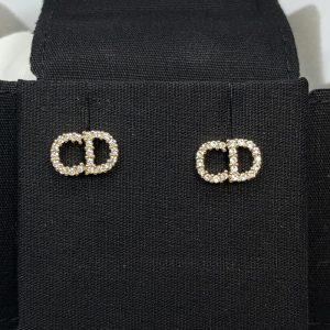 Replica Designer Dior Simple Rhinestone Letter Stud Earrings