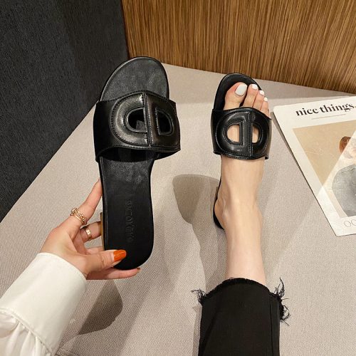 Replica Designer Dior Simple Solid Color PU Flat Slippers