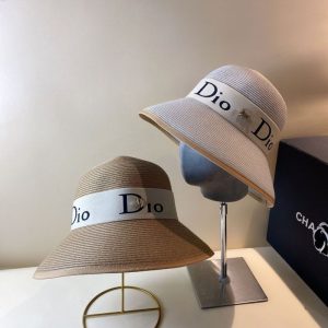 Replica Designer Dior Simple Straw Letter Ribbon Hat