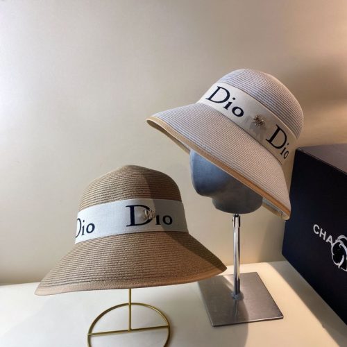 Replica Designer Dior Simple Straw Letter Ribbon Hat