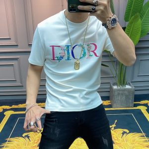 Replica Designer Dior Summer Men Short-Sleeved T-Shirt Letter Embroidered Top
