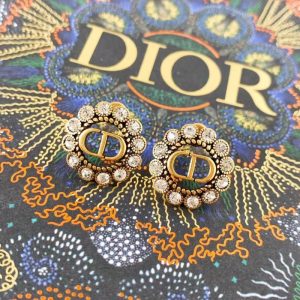 Replica Designer Dior Vintage Alphabet Rhinestone Stud Earrings