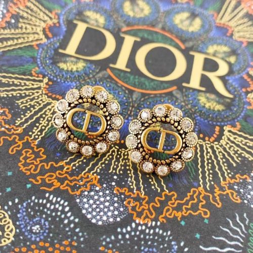 Replica Designer Dior Vintage Alphabet Rhinestone Stud Earrings